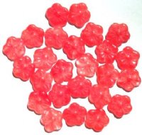 25 15mm Crystal Red Marble Flower Beads